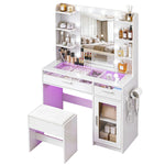Dressing Table White with 10 RGB LED Bulbs - Artiss Vanity Desk