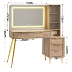Dressing Table LED Vanity Desk Wood with Charging Station - Artiss