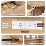 Dressing Table LED Vanity Desk Wood with Charging Station - Artiss