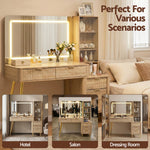 Dressing Table LED Vanity Desk Wood with Charging Station - Artiss
