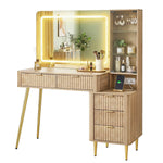 Dressing Table LED Vanity Desk Wood with Charging Station - Artiss
