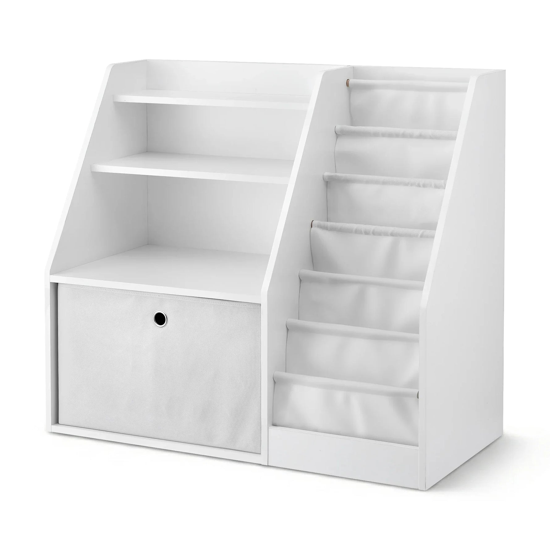 Keezi Kids Bookshelf White - Children's Bookcase Organizer with Storage Drawer
