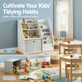 Keezi Kids Bookshelf White - Children's Bookcase Organizer with Storage Drawer