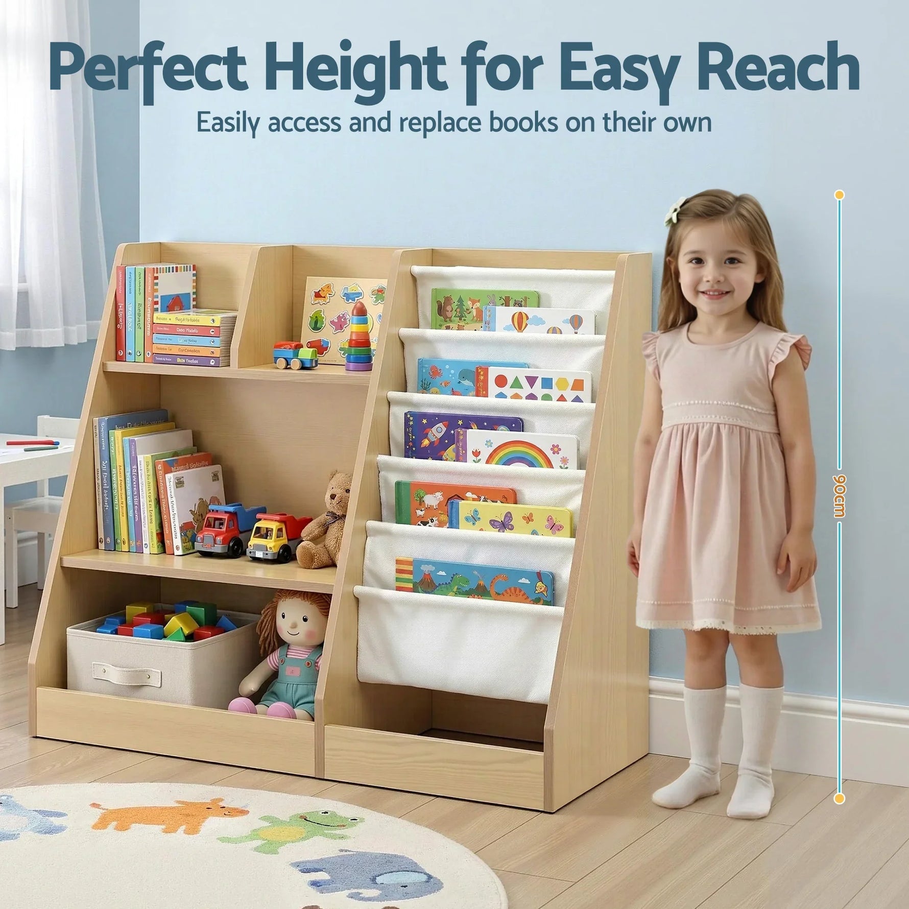 Keezi Kids Bookshelf Wood - Children's Bookcase Storage Rack with Display Shelves