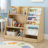 Keezi Kids Bookshelf Wood - Children's Bookcase Storage Rack with Display Shelves