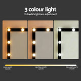 Dressing Table Black with 12 LED Bulbs & Stool - Artiss Vanity Desk