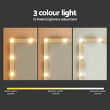 Dressing Table Wood with 12 LED Bulbs & Stool - Artiss Vanity Desk