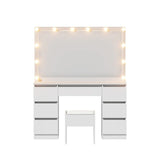 Dressing Table Vanity Desk White with Stool 12 LED Bulbs - Artiss Makeup Mirror