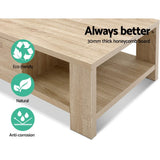 Eco-friendly natural wood coffee table with thick honeycomb board and anti-corrosion features