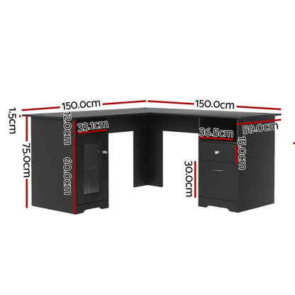Artiss Computer Desk L-shaped Corner Table with Storage