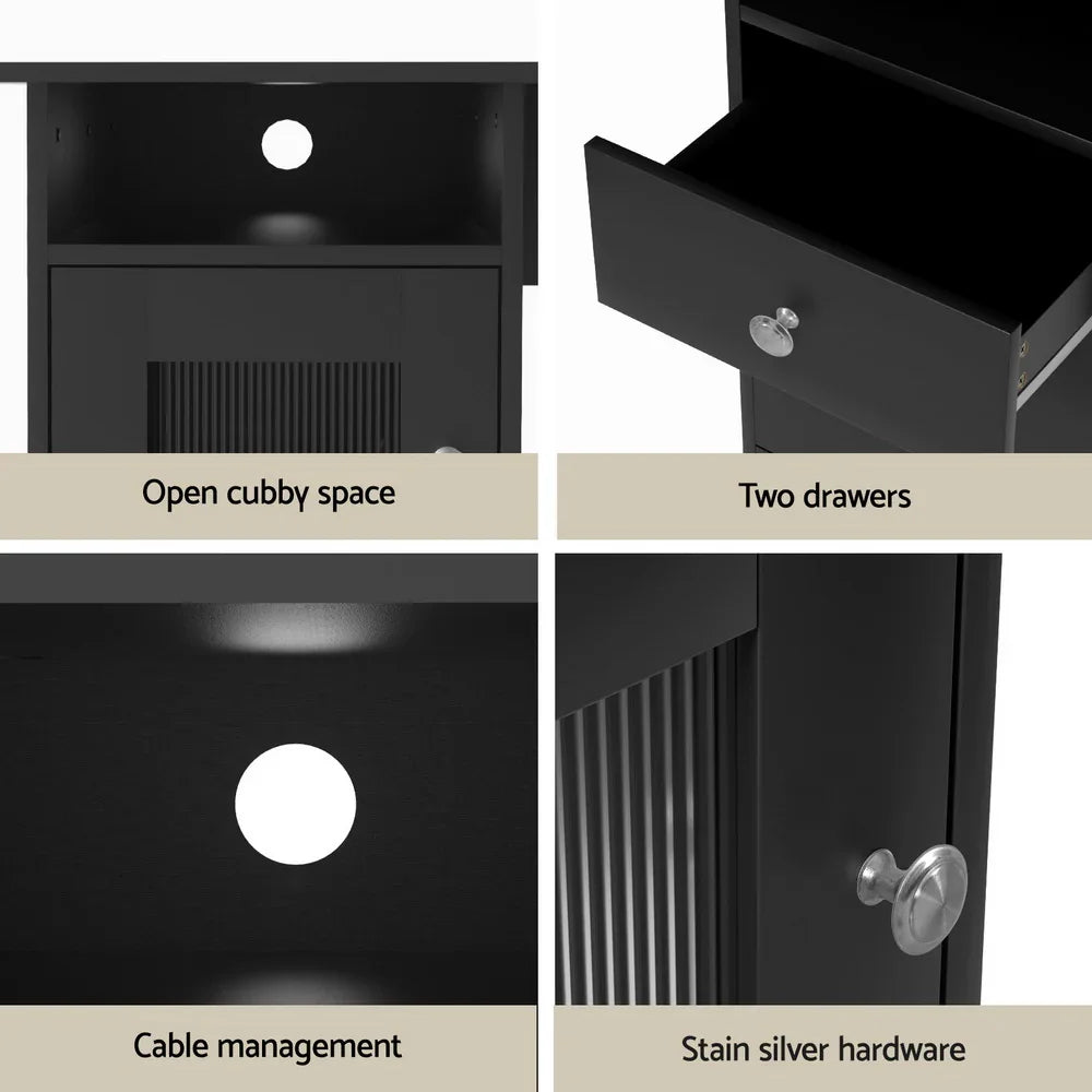 Artiss Computer Desk L-shaped Corner Table with Storage - Flea Market