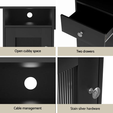 Artiss Computer Desk L-shaped Corner Table with Storage - Flea Market