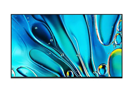 Large flat screen TV with abstract blue design, bargain electronics at Flea Market AU