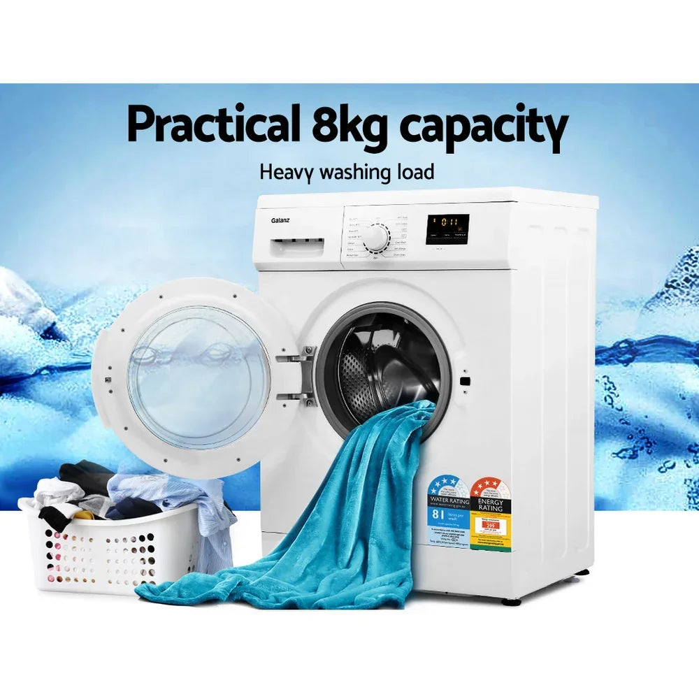 Devanti 8kg Front Load Washing Machine - Quick Wash & Delay Start