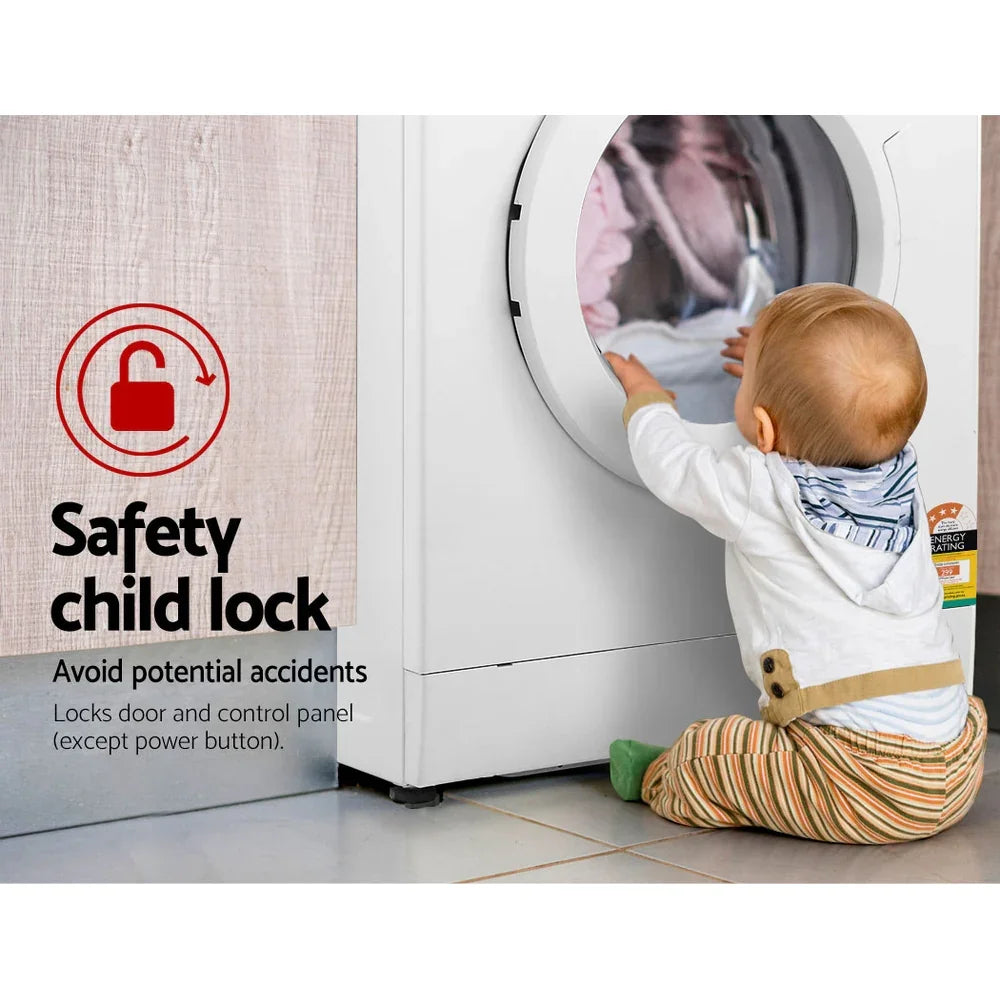 Devanti 8kg Front Load Washing Machine - Quick Wash & Delay Start