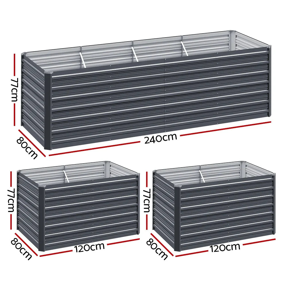 Green Fingers Garden Bed 240x80x77cm Planter Box Raised Container Galvanised - Flea Market