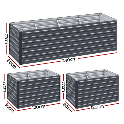 Green Fingers Garden Bed 240x80x77cm Planter Box Raised Container Galvanised - Flea Market