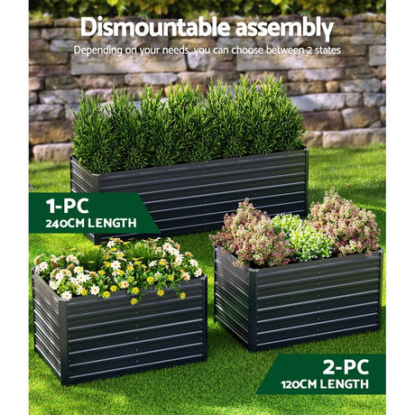 Green Fingers Garden Bed 240x80x77cm Planter Box Raised Container Galvanised - Flea Market