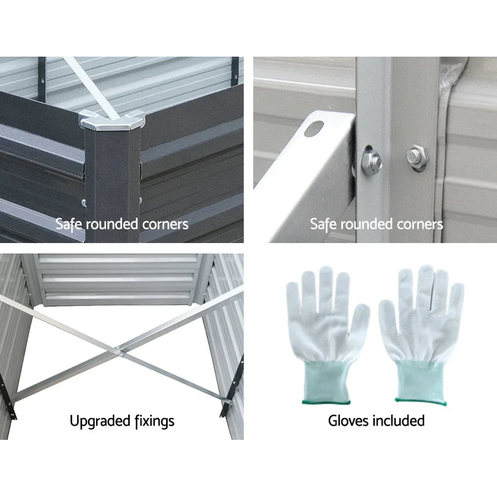 Green Fingers Garden Bed 240x80x77cm Planter Box Raised Container Galvanised - Flea Market