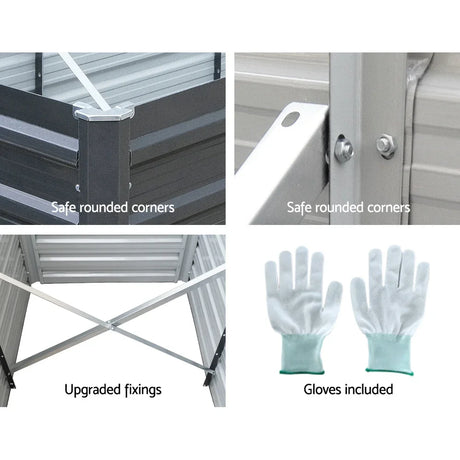 Green Fingers Garden Bed 240x80x77cm Planter Box Raised Container Galvanised - Flea Market