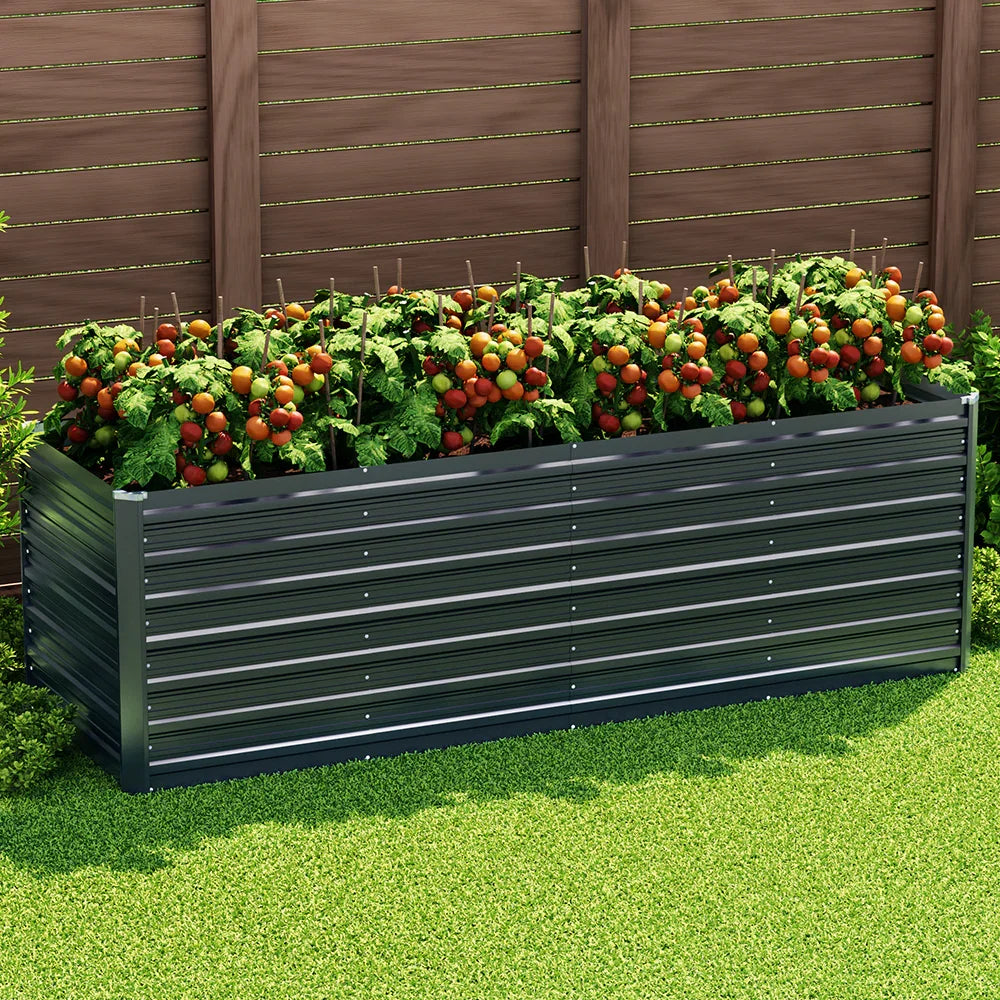 Green Fingers Garden Bed 240x80x77cm Planter Box Raised Container Galvanised - Flea Market
