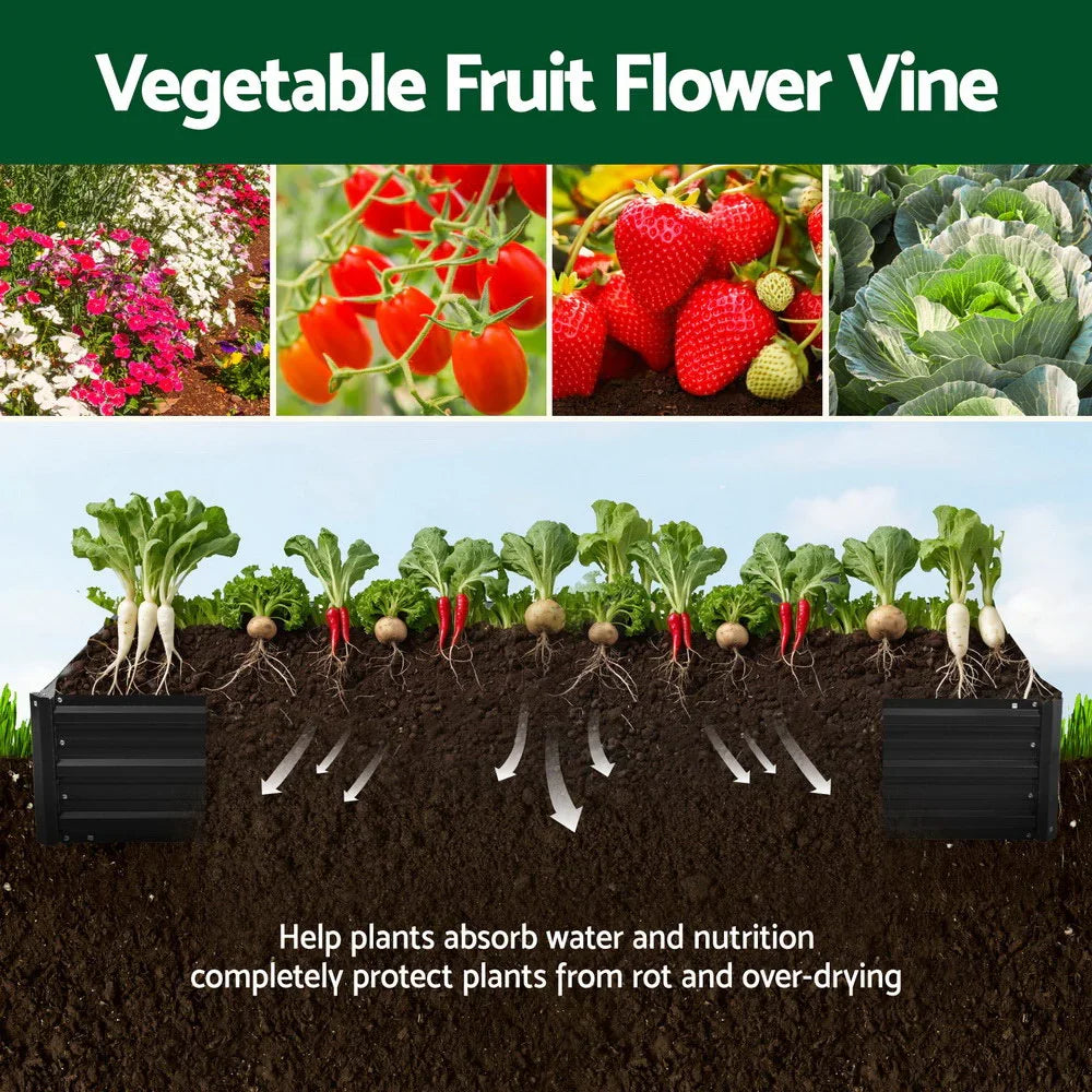 Green Fingers Raised Garden Bed 2 Pcs 210x90cm Planter Box Container Galvanised Metal Outdoor