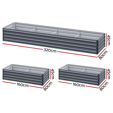 Green Fingers Garden Bed 320X80X45cm Planter Box Raised Container Galvanised Herb - Flea Market
