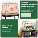 Green Fingers Elevated Metal Garden Bed Kit w Mini Greenhouse Cover 116x60cm