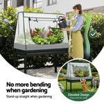Green Fingers Elevated Metal Garden Bed Kit w Mini Greenhouse Cover 116x60cm