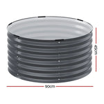 Green Fingers Garden Bed 90X45cm Round Latches Planter Box Raised Galvanised Herb - Flea Market