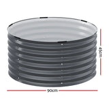 Green Fingers Garden Bed 90X45cm Round Latches Planter Box Raised Galvanised Herb - Flea Market