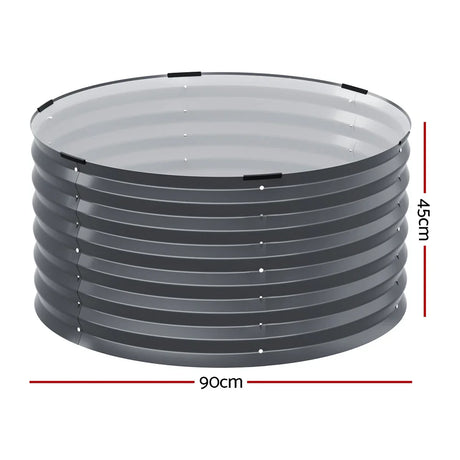 Green Fingers Garden Bed 90X45cm Round Latches Planter Box Raised Galvanised Herb - Flea Market