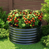 Green Fingers Garden Bed 90X45cm Round Latches Planter Box Raised Galvanised Herb - Flea Market