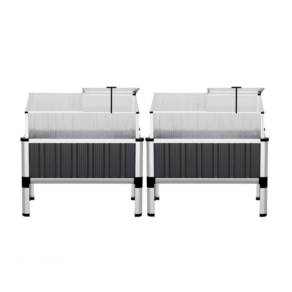 Green Fingers Raised Garden Bed x2 80x49x74cm Greenhouse Planter Box Galvanised Herb