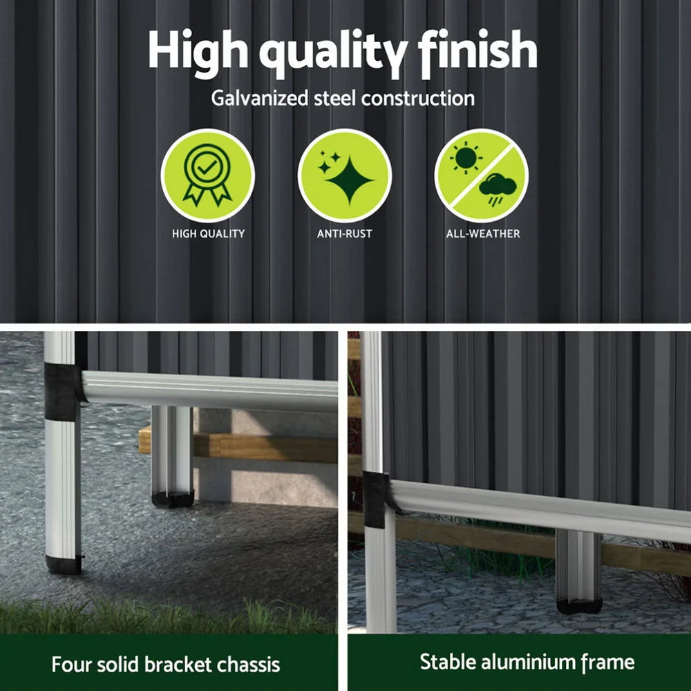 Green Fingers Raised Garden Bed x2 80x49x74cm Greenhouse Planter Box Galvanised Herb