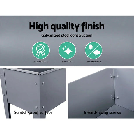 Green Fingers Garden Bed Elevated 100X80X30cm Planter Box Container Galvanised - Flea Market