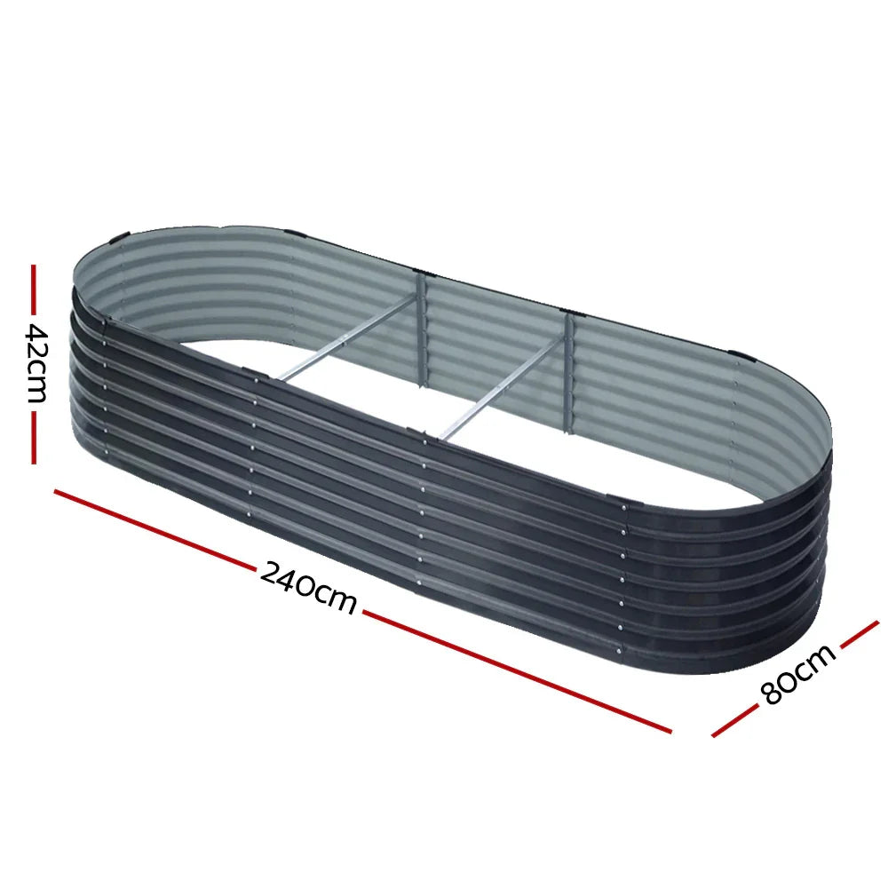 2x Raised Garden Bed 240X80X42cm Oval - Flea Market