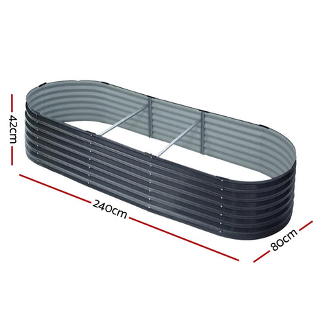 2x Raised Garden Bed 240X80X42cm Oval - Flea Market