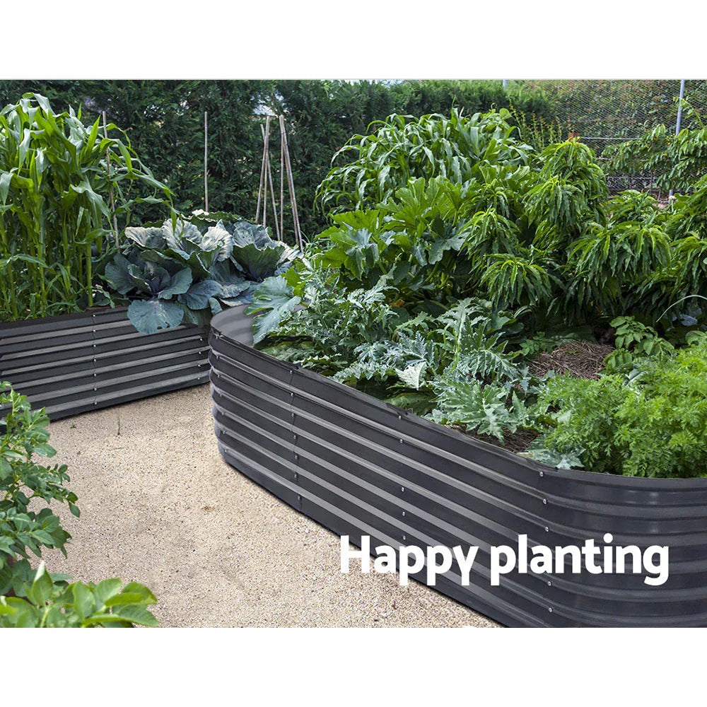 2x Raised Garden Bed 240X80X42cm Oval - Flea Market
