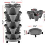 Green Fingers Raised Garden Bed 5 Tier Vertical Garden Grey Strawberry Stackable Planters Herbs Petunias