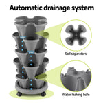 Green Fingers Raised Garden Bed 5 Tier Vertical Garden Grey Strawberry Stackable Planters Herbs Petunias