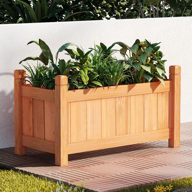 Green Fingers Garden Bed 60x30x33cm Wooden Planter Box Raised Container Growing - Flea Market
