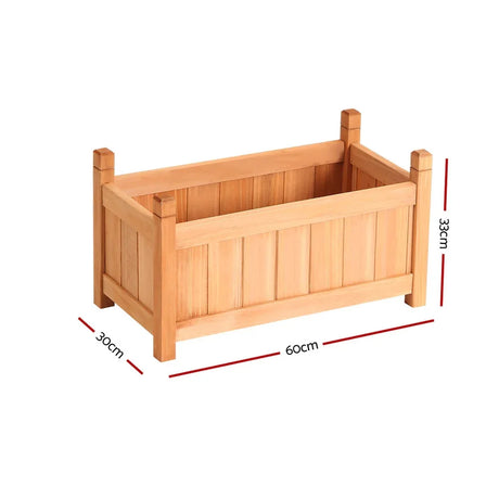 Green Fingers Garden Bed 60x30x33cm Wooden Planter Box Raised Container Growing - Flea Market
