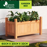 Green Fingers Garden Bed 60x30x33cm Wooden Planter Box Raised Container Growing - Flea Market