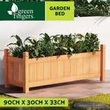 Green Fingers Garden Bed 90x30x33cm Wooden Planter Box Raised Container Growing - Flea Market