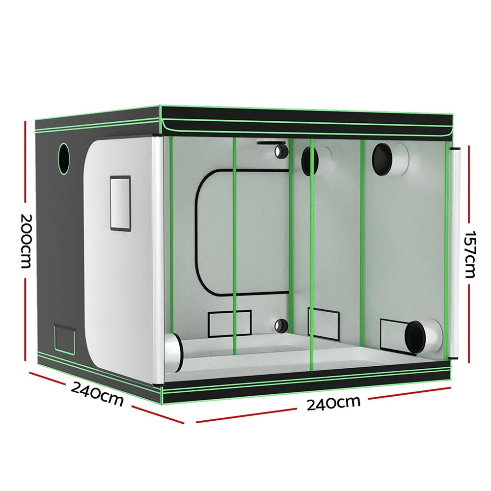 Green Fingers Grow Tent Kits 240x240x200cm Hydroponics Indoor Grow System Black - Flea Market