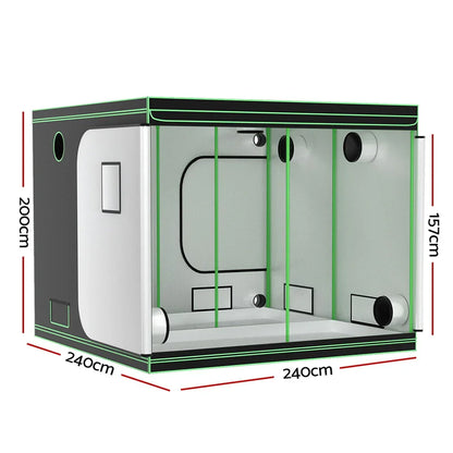 Green Fingers Grow Tent Kits 240x240x200cm Hydroponics Indoor Grow System Black - Flea Market