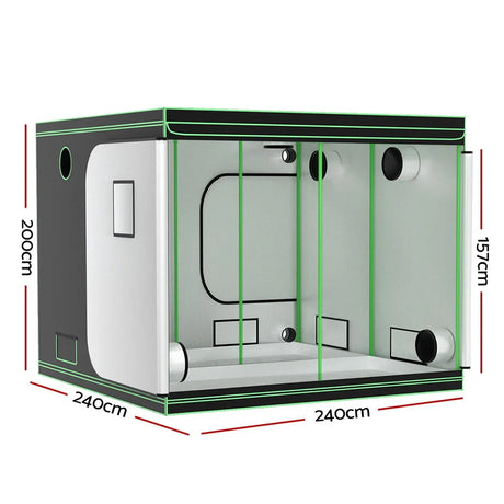 Green Fingers Grow Tent Kits 240x240x200cm Hydroponics Indoor Grow System Black - Flea Market