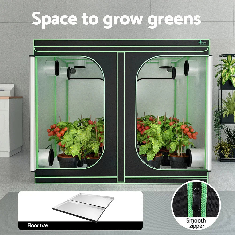 Green Fingers Grow Tent Kits 240x240x200cm Hydroponics Indoor Grow System Black - Flea Market