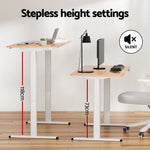 Adjustable standing desks with stepless height settings from 73cm to 118cm in modern office setup